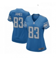 Womens Detroit Lions 83 Jesse James Game Blue Team Color Football Jersey
