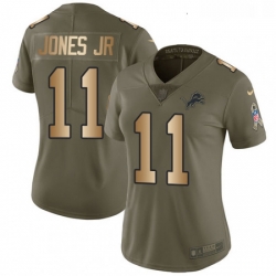 Womens Nike Detroit Lions 11 Marvin Jones Jr Limited OliveGold Salute to Service NFL Jersey