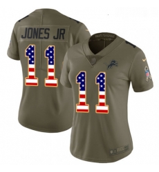 Womens Nike Detroit Lions 11 Marvin Jones Jr Limited OliveUSA Flag Salute to Service NFL Jersey