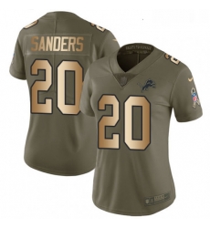 Womens Nike Detroit Lions 20 Barry Sanders Limited OliveGold Salute to Service NFL Jersey