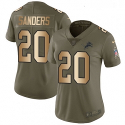 Womens Nike Detroit Lions 20 Barry Sanders Limited OliveGold Salute to Service NFL Jersey