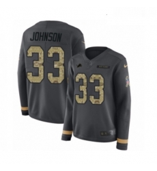 Womens Nike Detroit Lions 33 Kerryon Johnson Limited Black Salute to Service Therma Long Sleeve NFL Jersey