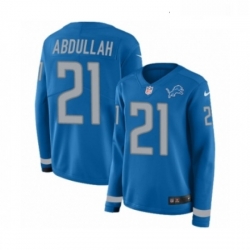 Womens Nike Detroit Lions 33 Kerryon Johnson Limited Blue Therma Long Sleeve NFL Jersey