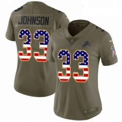 Womens Nike Detroit Lions 33 Kerryon Johnson Limited OliveUSA Flag Salute to Service NFL Jersey