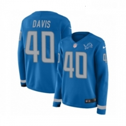 Womens Nike Detroit Lions 40 Jarrad Davis Limited Blue Therma Long Sleeve NFL Jersey