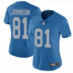 Womens Nike Detroit Lions 81 Calvin Johnson Elite Blue Alternate NFL Jersey