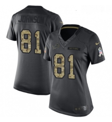 Womens Nike Detroit Lions 81 Calvin Johnson Limited Black 2016 Salute to Service NFL Jersey