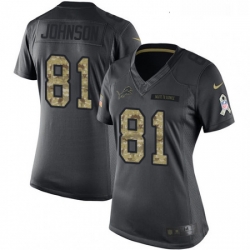 Womens Nike Detroit Lions 81 Calvin Johnson Limited Black 2016 Salute to Service NFL Jersey