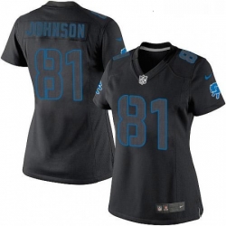 Womens Nike Detroit Lions 81 Calvin Johnson Limited Black Impact NFL Jersey
