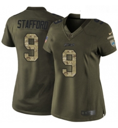 Womens Nike Detroit Lions 9 Matthew Stafford Elite Green Salute to Service NFL Jersey