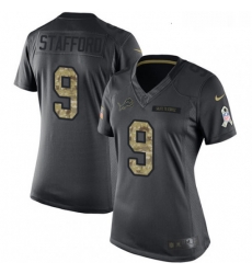 Womens Nike Detroit Lions 9 Matthew Stafford Limited Black 2016 Salute to Service NFL Jersey