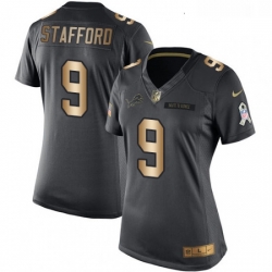 Womens Nike Detroit Lions 9 Matthew Stafford Limited BlackGold Salute to Service NFL Jersey