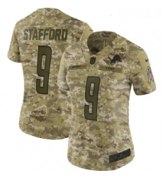 Womens Nike Detroit Lions 9 Matthew Stafford Limited Camo 2018 Salute to Service NFL Jersey
