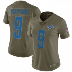 Womens Nike Detroit Lions 9 Matthew Stafford Limited Olive 2017 Salute to Service NFL Jersey