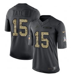 Nike Lions #15 Golden Tate III Black Youth Stitched NFL Limited 2016 Salute to Service Jersey