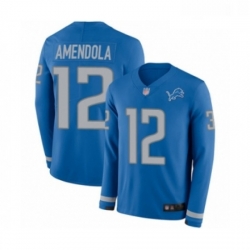 Youth Detroit Lions 12 Danny Amendola Limited Blue Therma Long Sleeve Football Jersey