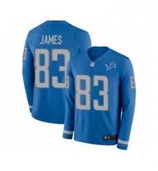 Youth Detroit Lions 83 Jesse James Limited Blue Therma Long Sleeve Football Jersey