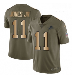 Youth Nike Detroit Lions 11 Marvin Jones Jr Limited OliveGold Salute to Service NFL Jersey