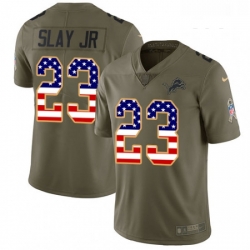 Youth Nike Detroit Lions 23 Darius Slay Jr Limited Olive USA Flag Salute to Service NFL Jersey