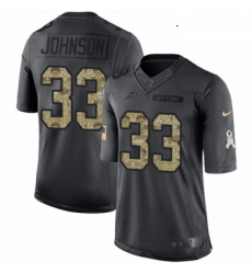 Youth Nike Detroit Lions 33 Kerryon Johnson Limited Black 2016 Salute to Service NFL Jersey