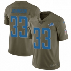 Youth Nike Detroit Lions 33 Kerryon Johnson Limited Olive 2017 Salute to Service NFL Jersey