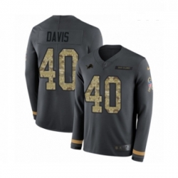 Youth Nike Detroit Lions 40 Jarrad Davis Limited Black Salute to Service Therma Long Sleeve NFL Jersey