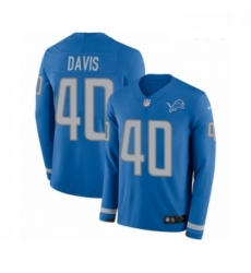 Youth Nike Detroit Lions 40 Jarrad Davis Limited Blue Therma Long Sleeve NFL Jersey