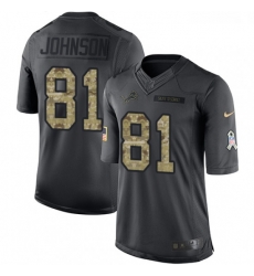 Youth Nike Detroit Lions 81 Calvin Johnson Limited Black 2016 Salute to Service NFL Jersey