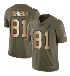 Youth Nike Detroit Lions 81 Calvin Johnson Limited OliveGold Salute to Service NFL Jersey