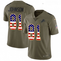 Youth Nike Detroit Lions 81 Calvin Johnson Limited OliveUSA Flag Salute to Service NFL Jersey