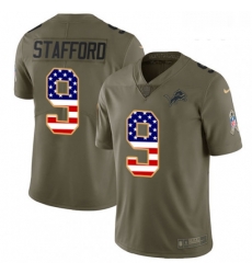 Youth Nike Detroit Lions 9 Matthew Stafford Limited OliveUSA Flag Salute to Service NFL Jersey
