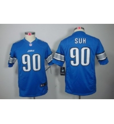 Youth Nike Detroit Lions 90# Ndamukong Suh Blue Color[Youth Limited Jerseys]