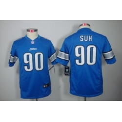 Youth Nike Detroit Lions 90# Ndamukong Suh Blue Color[Youth Limited Jerseys]