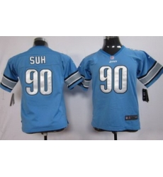 Youth Nike Detroit Lions 90# Ndamukong Suh Blue NFL Jerseys