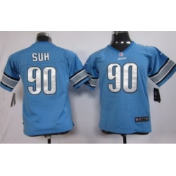 Youth Nike Detroit Lions 90# Ndamukong Suh Blue NFL Jerseys