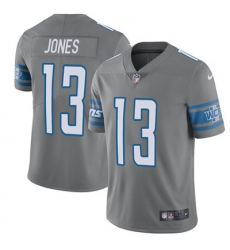 Youth Nike Lions #13 T J Jones Gray Stitched NFL Limited Rush Jersey