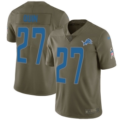 Youth Nike Lions #27 Glover Quin Olive Stitched NFL Limited 2017 Salute to Service Jersey