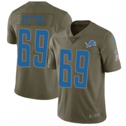 Youth Nike Lions #69 Anthony Zettel Olive Stitched NFL Limited 2017 Salute to Service Jersey