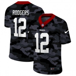 Green Bay Packers 12 Aaron Rodgers Men Nike 2020 Black CAMO Vapor Untouchable Limited Stitched NFL Jersey