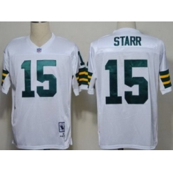 Green Bay Packers 15 Bart Starr White Throwback NFL Jerseys