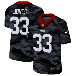 Green Bay Packers 33 Aaron Jones Men Nike 2020 Black CAMO Vapor Untouchable Limited Stitched NFL Jersey