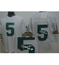Green Bay Packers 5 Paul Hornung White Long Sleeve Throwback M&N Signed NFL Jerseys