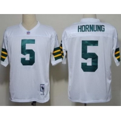 Green Bay Packers 5 Paul Hornung White Throwback NFL Jerseys