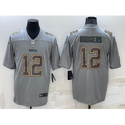 Men Green Bay Packers 12 Aaron Rodgers Gray Atmosphere Fashion Stitched Jersey