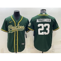 Men Green Bay Packers 23 Jaire Alexander Green With Patch Cool Base Stitched Baseball Jersey