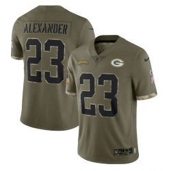 Men Green Bay Packers 23 Jaire Alexander Olive 2022 Salute To Service Limited Stitched Jersey