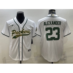 Men Green Bay Packers 23 Jaire Alexander White With Patch Cool Base Stitched Baseball Jersey