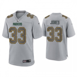 Men Green Bay Packers 33 Aaron Jones Gray Atmosphere Fashion Stitched Game Jersey