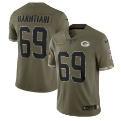 Men Green Bay Packers 69 David Bakhtiari Olive 2022 Salute To Service Limited Stitched Jersey