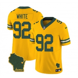 Men Green Bay Packers 92 Reggie White Gold 2023 F U S E  Home Patch Vapor Untouchable Limited Stitched Jersey
